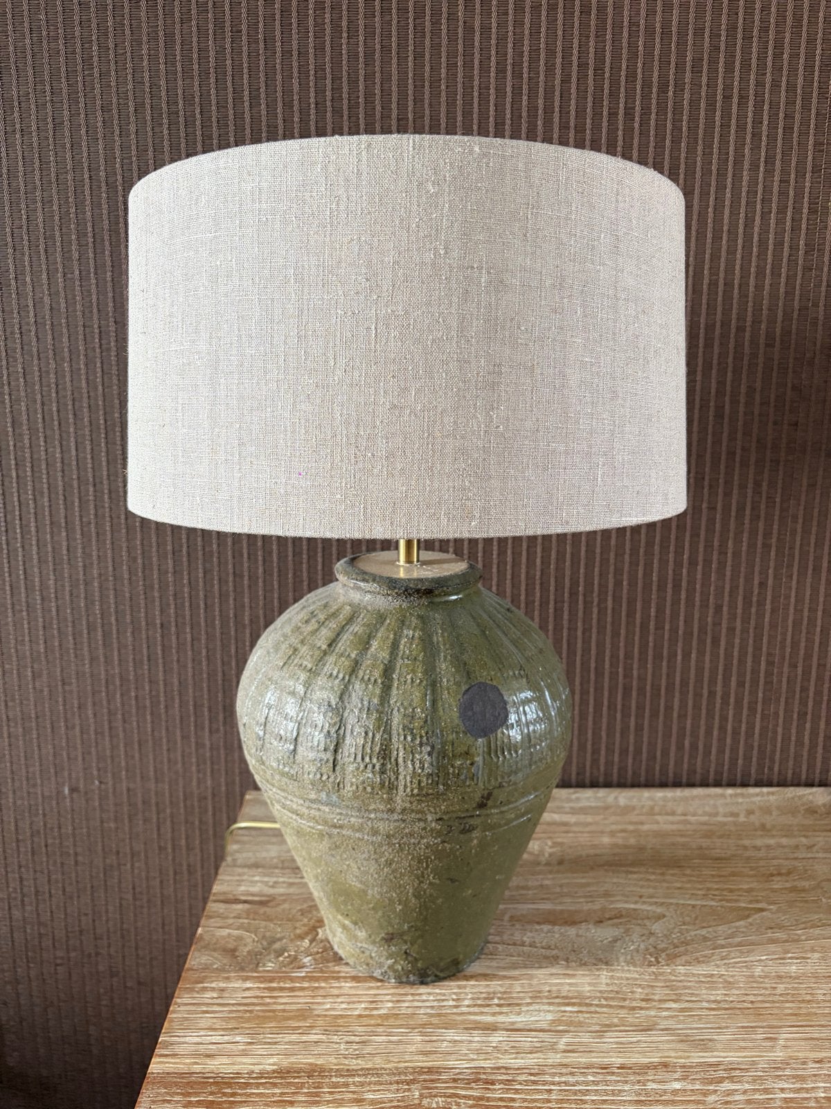 Balinese kruik lamp - per stuk of set van 2, Ophalen, Gebruikt, Groen, Keramiek