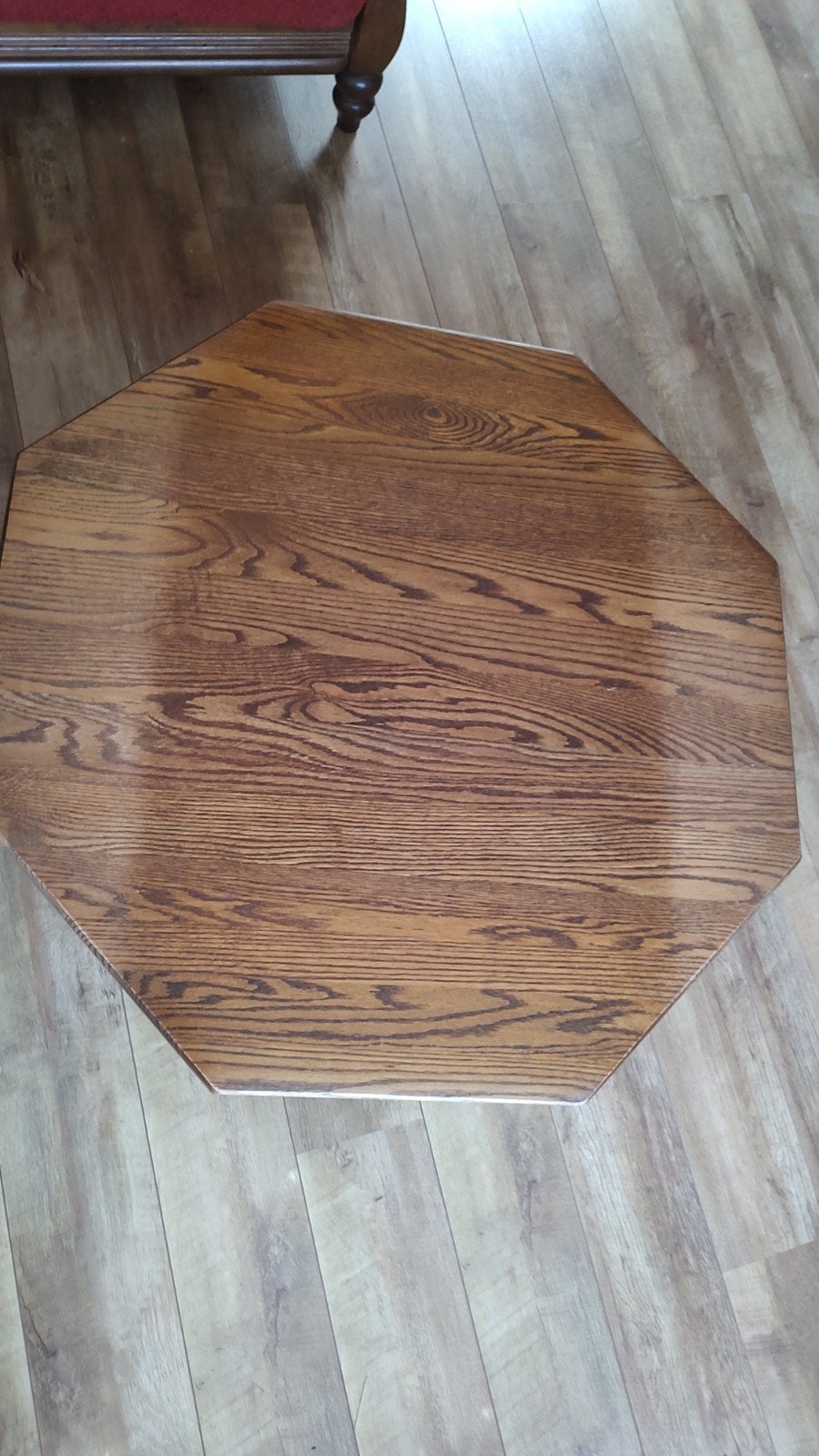 Achtkantige salontafel van eikenhout, Ophalen, Gebruikt, 50 tot 100 cm, Eikenhout