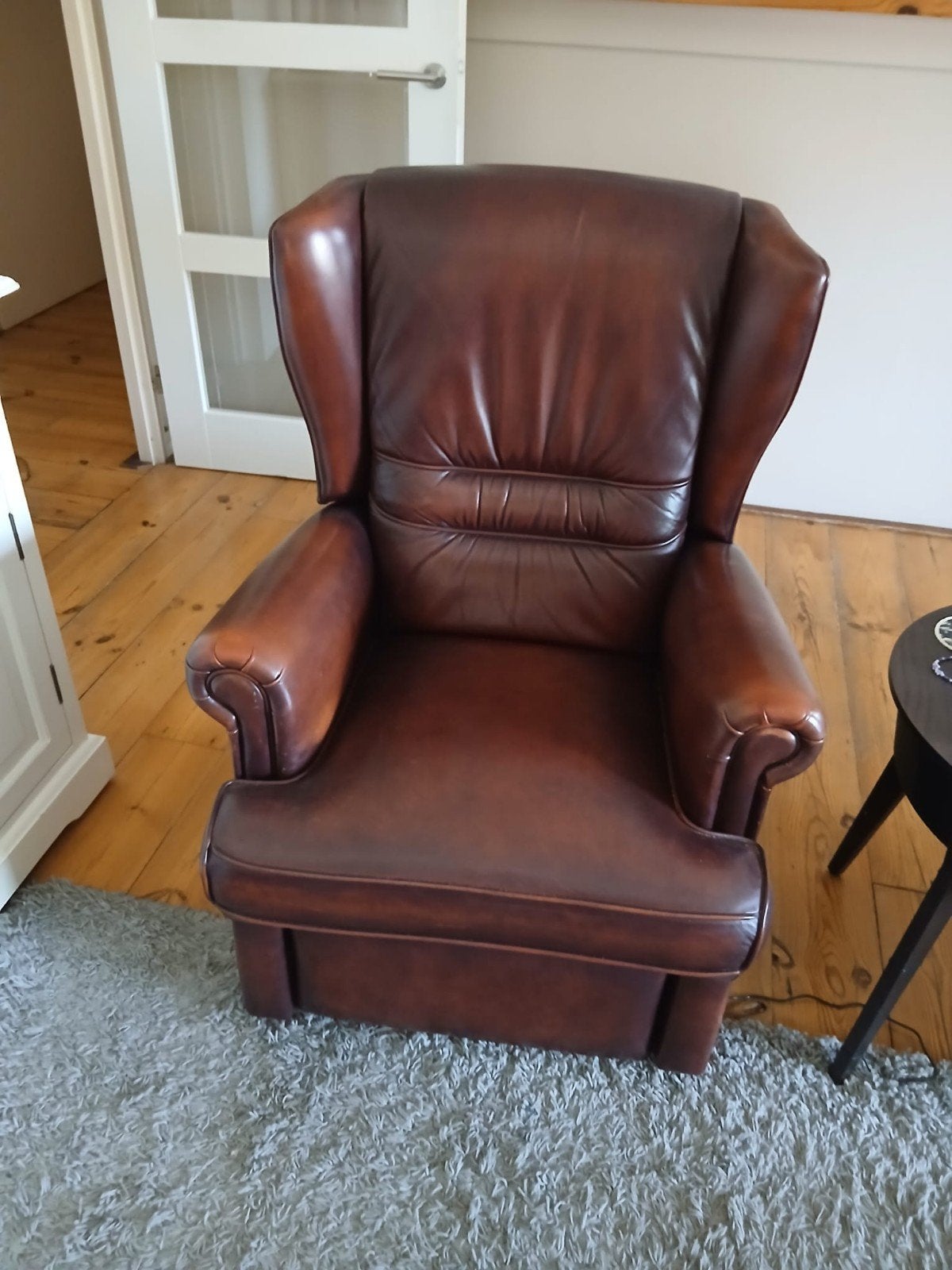 Elektrisch verstelbare Chesterfield fauteuil - Cognac leer