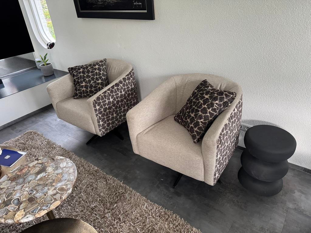 EYECATCHERS! Set van 2 Design Draaifauteuils, Ophalen, Nieuw, 75 tot 100 cm, 75 tot 100 cm