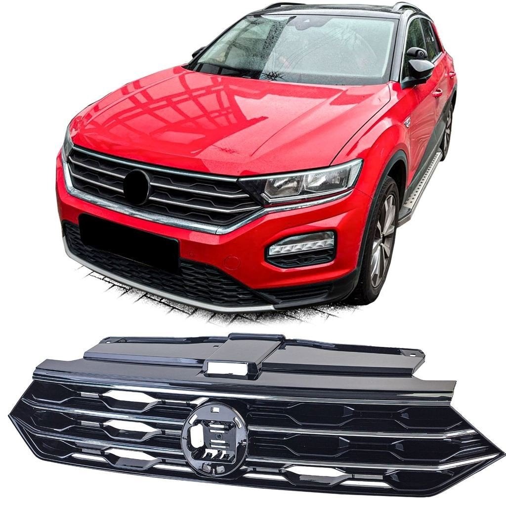 Sport Grill Voor Vw T Roc Glans Zwart Chrome Vanaf 2017 t/m