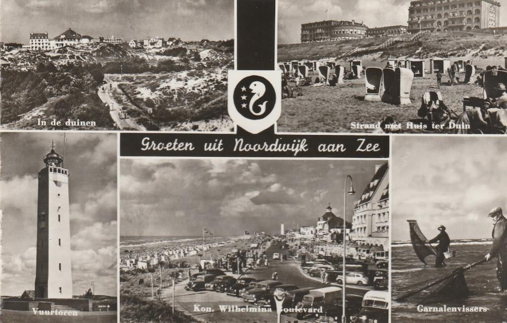 NOORDWIJK Duinen Vuurtoren Boulevard Garnalenvissers 1956, Verzenden, 1940 tot 1960, Gelopen, Zuid-Holland