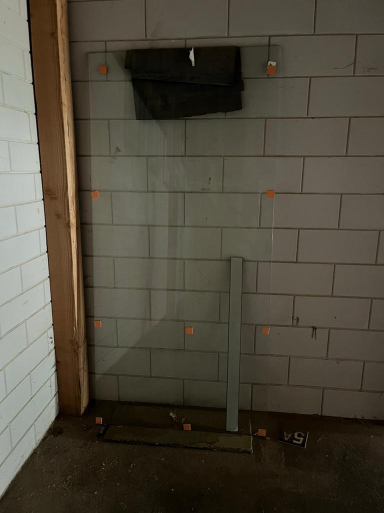 Glazen deur veiligheidsglas voor schuifwand 215x103 cm, Gebruikt, 80 tot 120 cm, Glasplaat, Veiligheidsglas