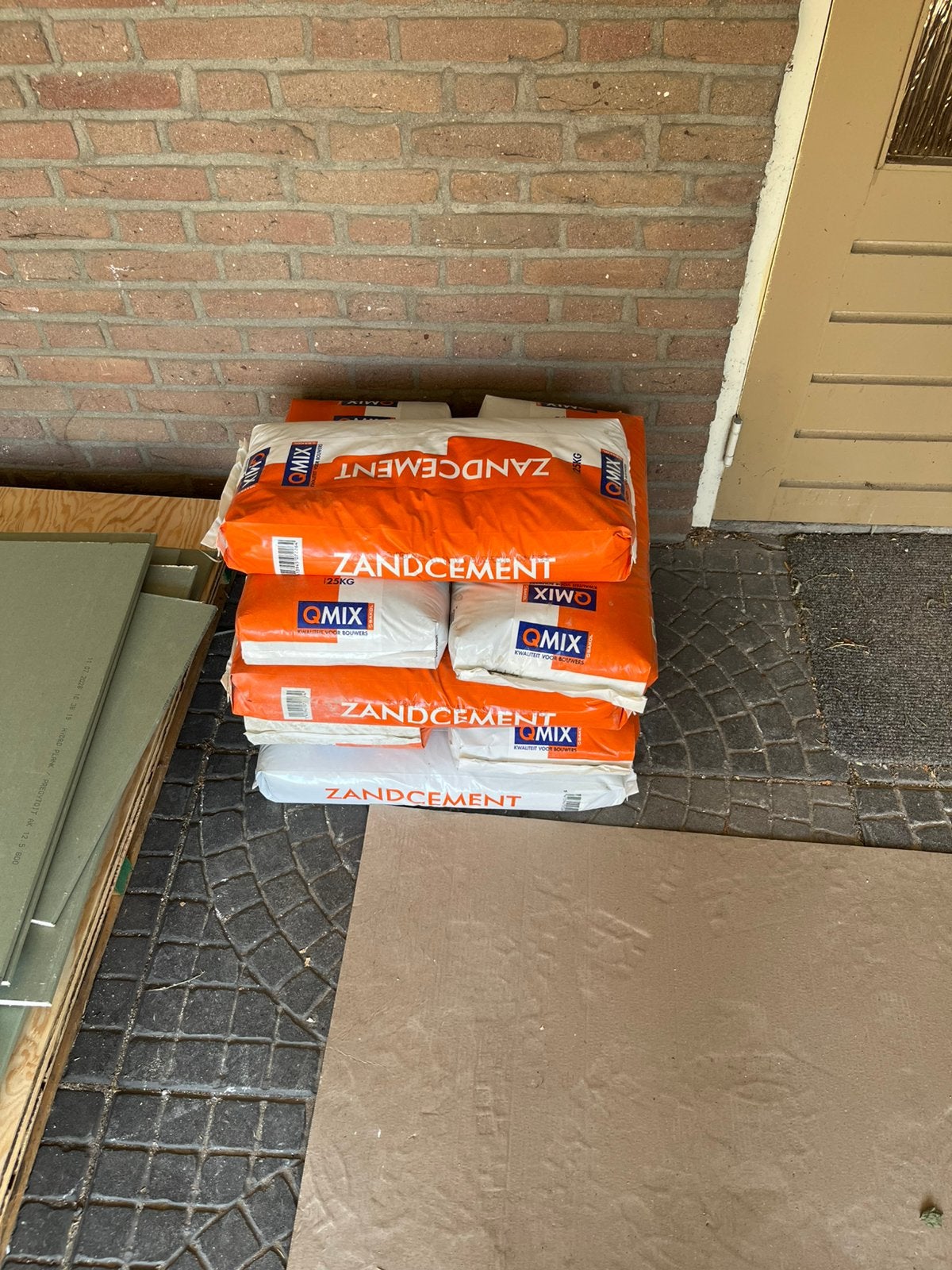 Zandcement mortel Q-mix C12/F2 (oranje) zak à 25kg, Ophalen, Zo goed als nieuw, Overige typen