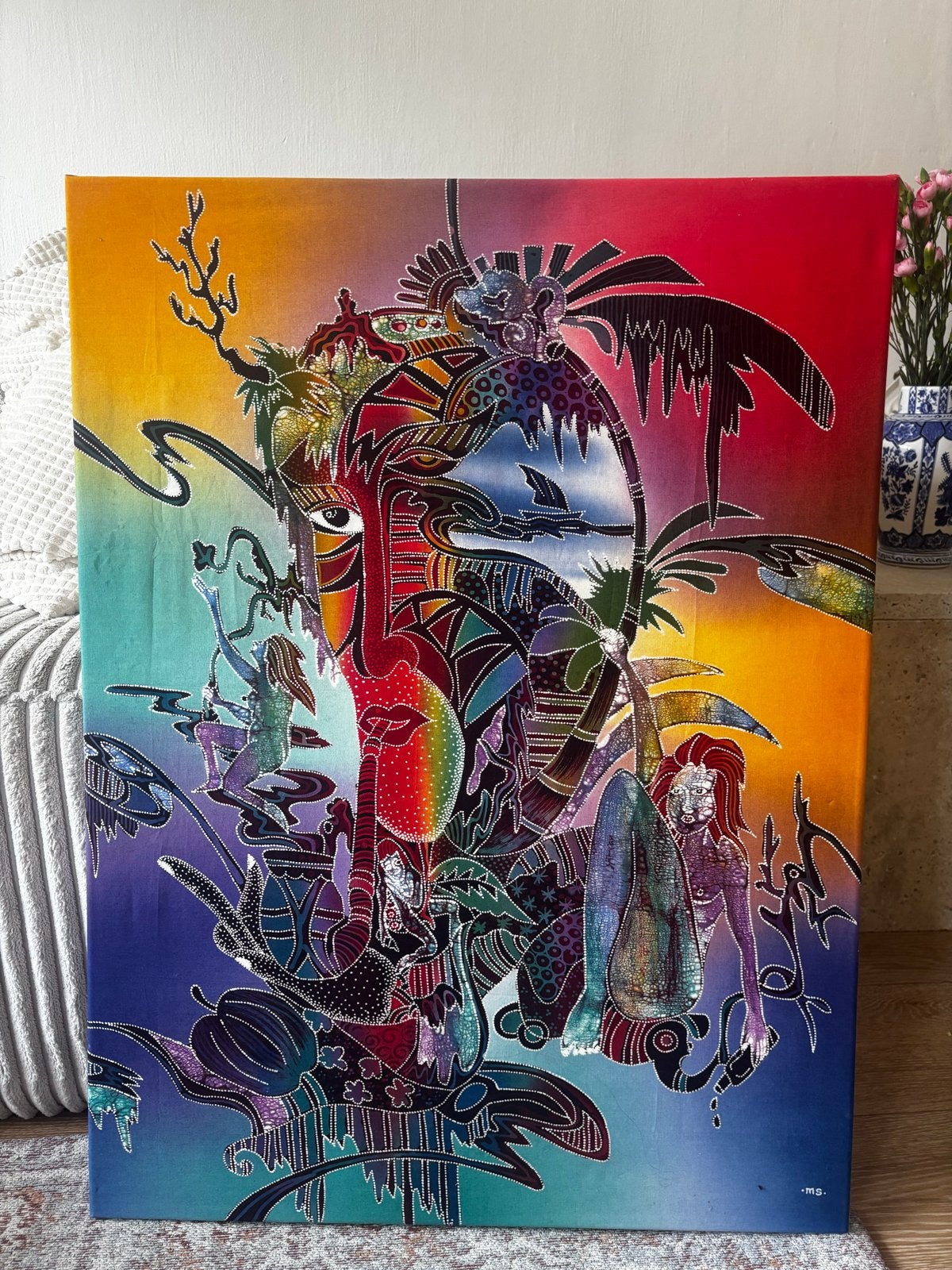 Uniek handgeschilderd kunstwerk van Bali - MS, Ophalen