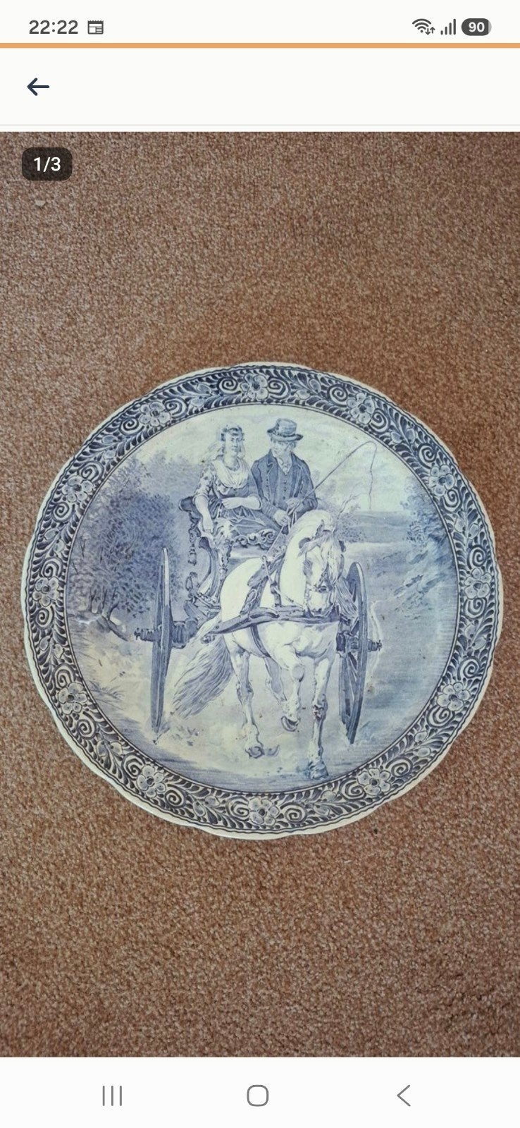 Antieke Delfts Blauwe Wandplaat - Boch, Ophalen of Verzenden