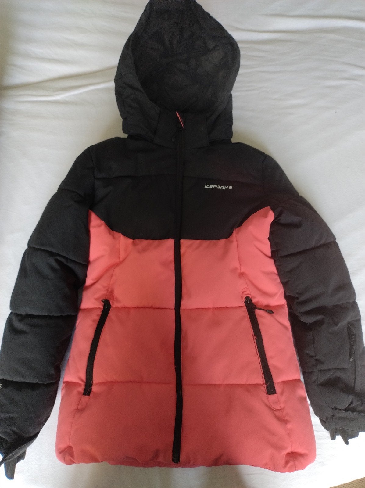 Icepeak ski-jas dames/meisjes, zwart/koraal, maat 140, Verzenden, Gebruikt, Meisje, Jas