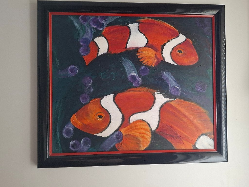 Schilderij Koi Karpers, Ophalen of Verzenden, Kunststof, Acrylverf, Dieren