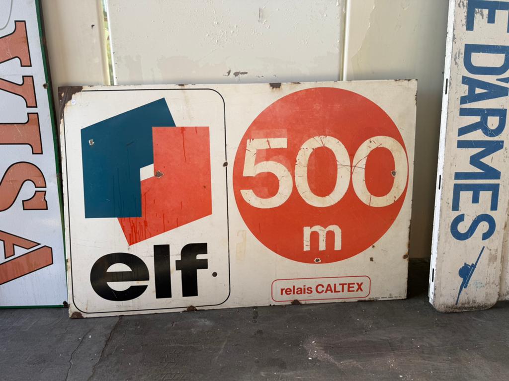 Emaille reclamebord elf/caltex, Ophalen, Reclamebord, Gebruikt, X