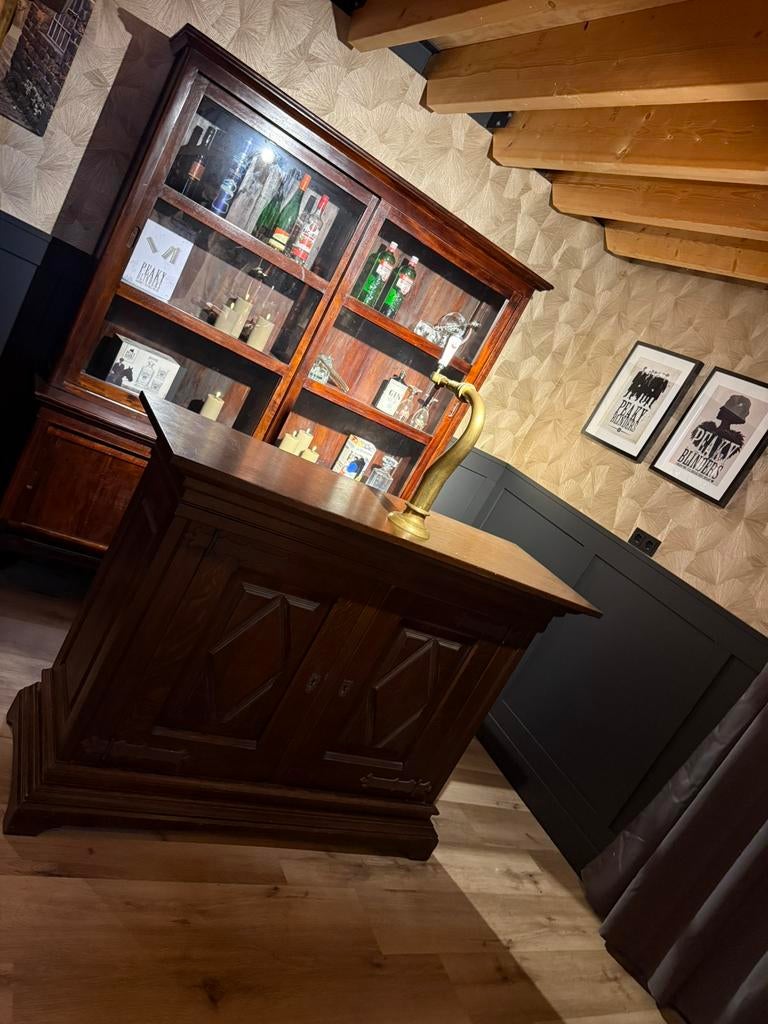 Antieke bruine bar bruin cafe mancave toog kroeg overkapping, Ophalen of Verzenden, Zo goed als nieuw