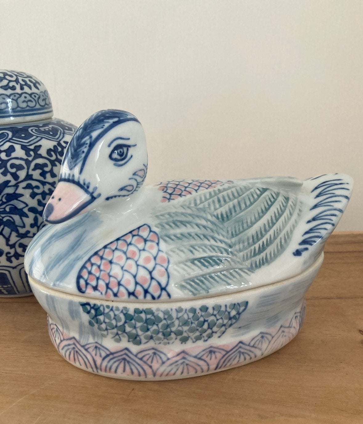 Vintage Chinees porseleinen eend schaal - decoratie, Antiek en Kunst, Verzenden