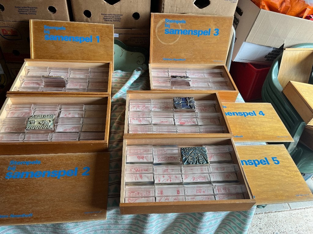 Stempels bij samenspel 1 t/m 5 Wolters-Noordhoff, Hobby en Vrije tijd, Stempelen, Ophalen of Verzenden, Zo goed als nieuw, Overige typen