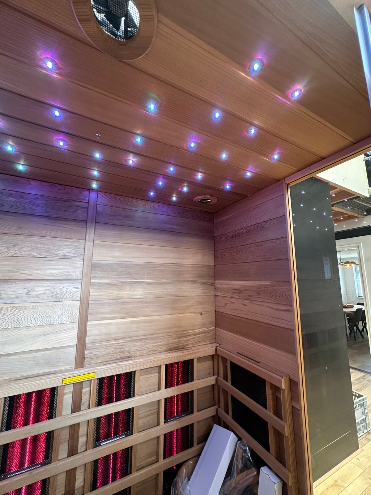 COMBI SAUNA INFRAROOD MET OPGIETKACHEL GRATIS BEZORGD! 🚚, Ophalen of Verzenden, Zo goed als nieuw, Complete sauna