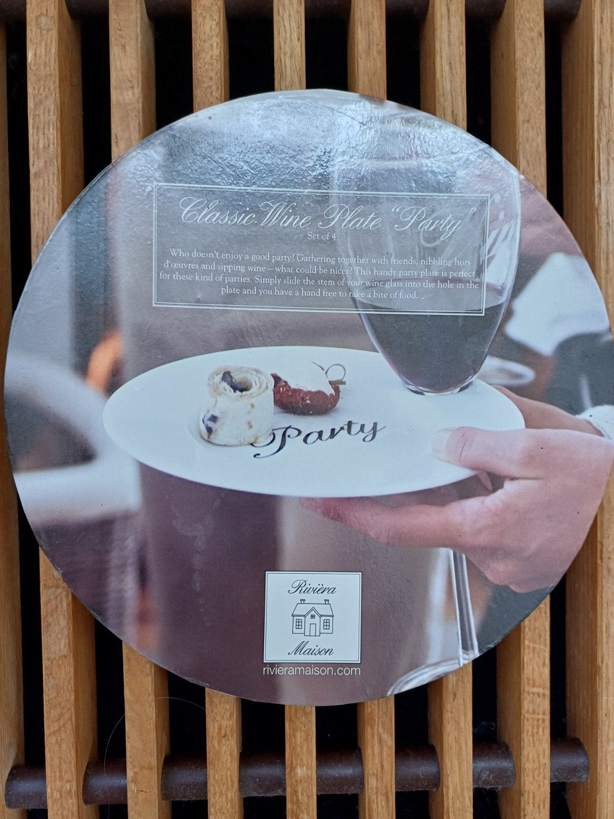 Riviera Maison Classic Wine Plate "Party" - Set van 4, Ophalen of Verzenden, Nieuw, Overige merken, Bord(en)