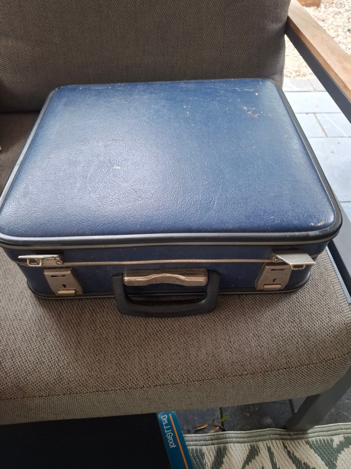 KLM Vintage blauwe koffer - werkt goed, Ophalen of Verzenden, Gebruikt, Minder dan 50 cm