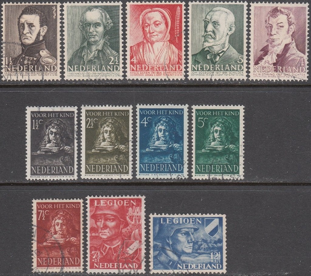 Nederland 392/396, 397/401 en 402/403 Legioen gestempeld, Ophalen of Verzenden, Na 1940, Gestempeld
