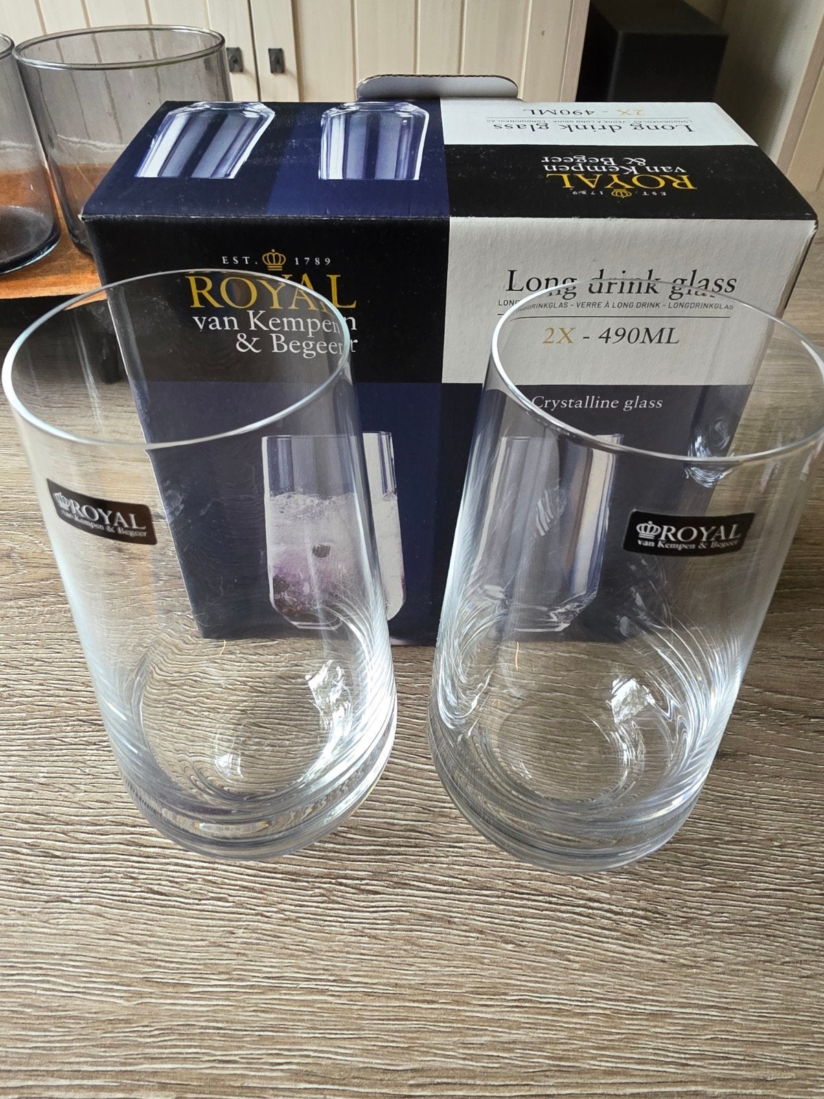Royal van Kempen & Begeer Longdrinkglazen 2x 490ml, Nieuw, Ophalen of Verzenden, Overige merken, Glas