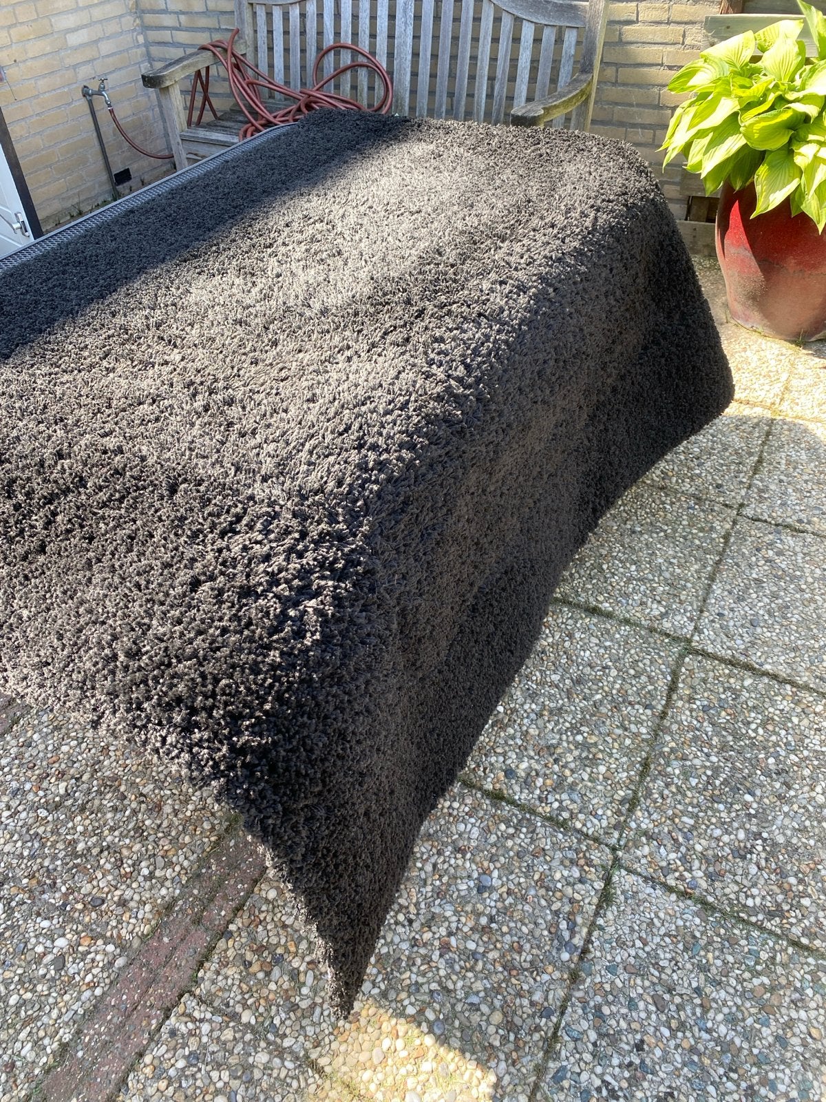 IKEA Hampen Vloerkleed - Zwart - 133x195 cm, Ophalen, 100 tot 150 cm, Zwart, Zo goed als nieuw