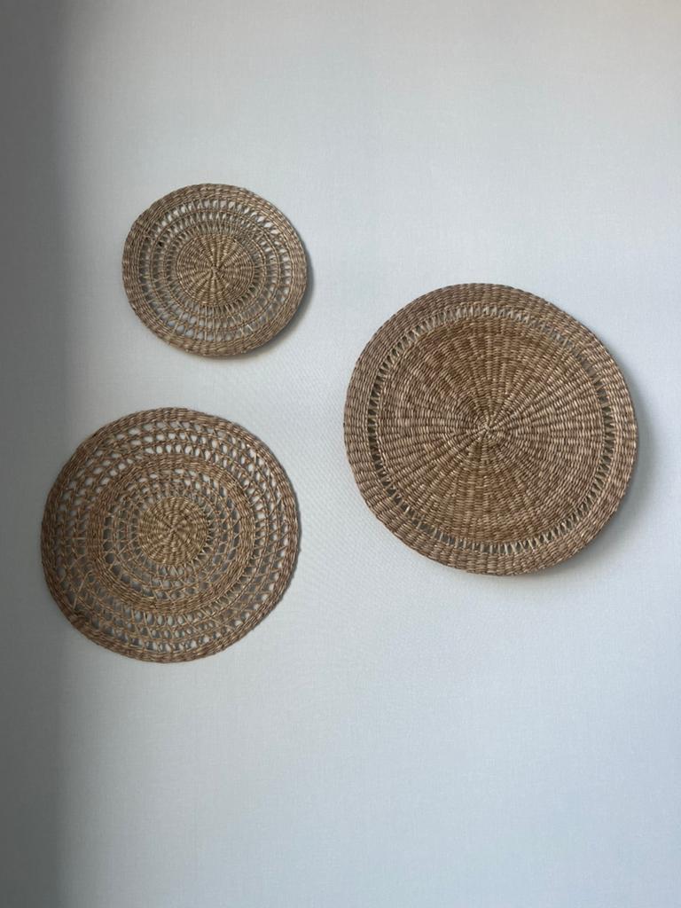 Set van 3 rotan wanddecoraties, Ophalen, Boho, Zo goed als nieuw, Wandbord of Wandpaneel