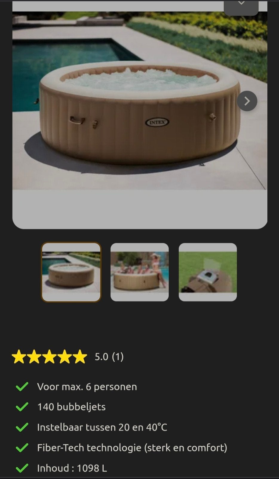 Intex PureSpa Sahara opblaasbare spa - 6 personen, Ophalen, Opblaaszwembad, Rond, Nieuw