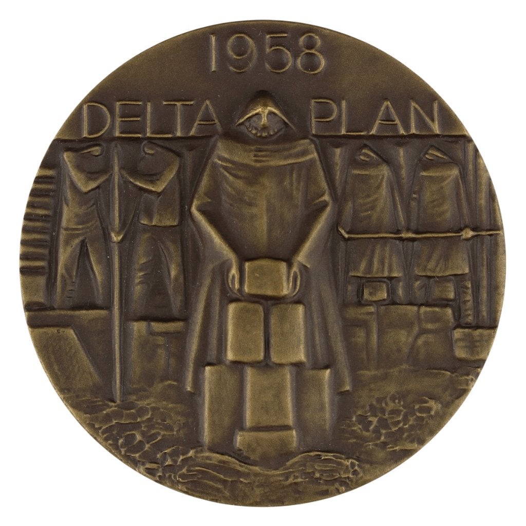 Penningen VPK 1958 Fred Carasso : Deltaplan, Verzenden, Brons, Nederland