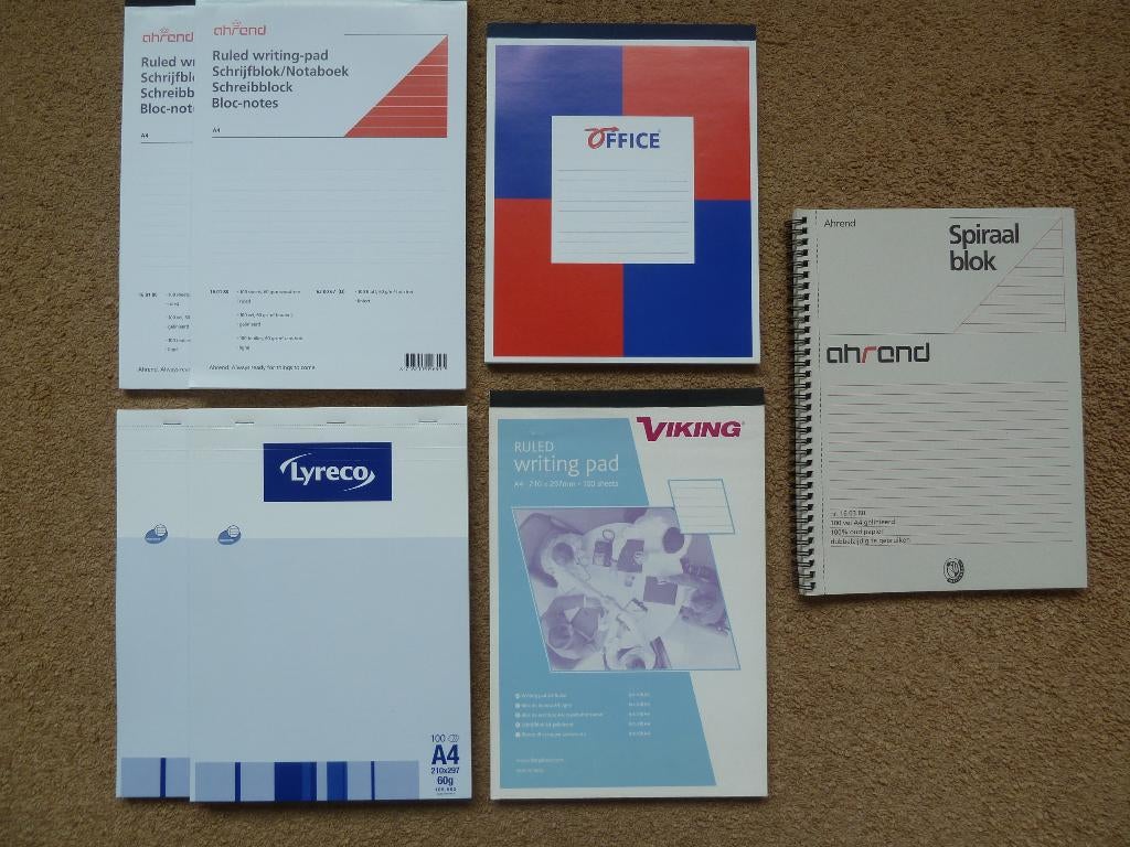 7 x A4 schrijfblok, Ophalen of Verzenden
