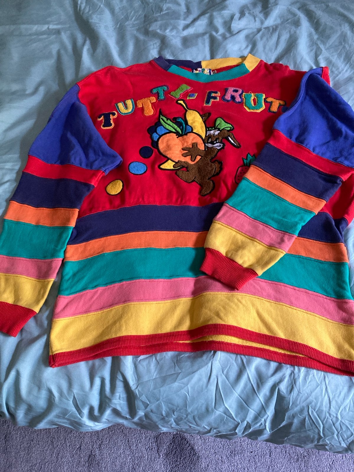 La Papagayo "Tutti Frutti" Sweater - One Size - Katoen, Kleding | Dames, Ophalen of Verzenden, Gedragen, Maat 38/40 (M), Meerkleurig