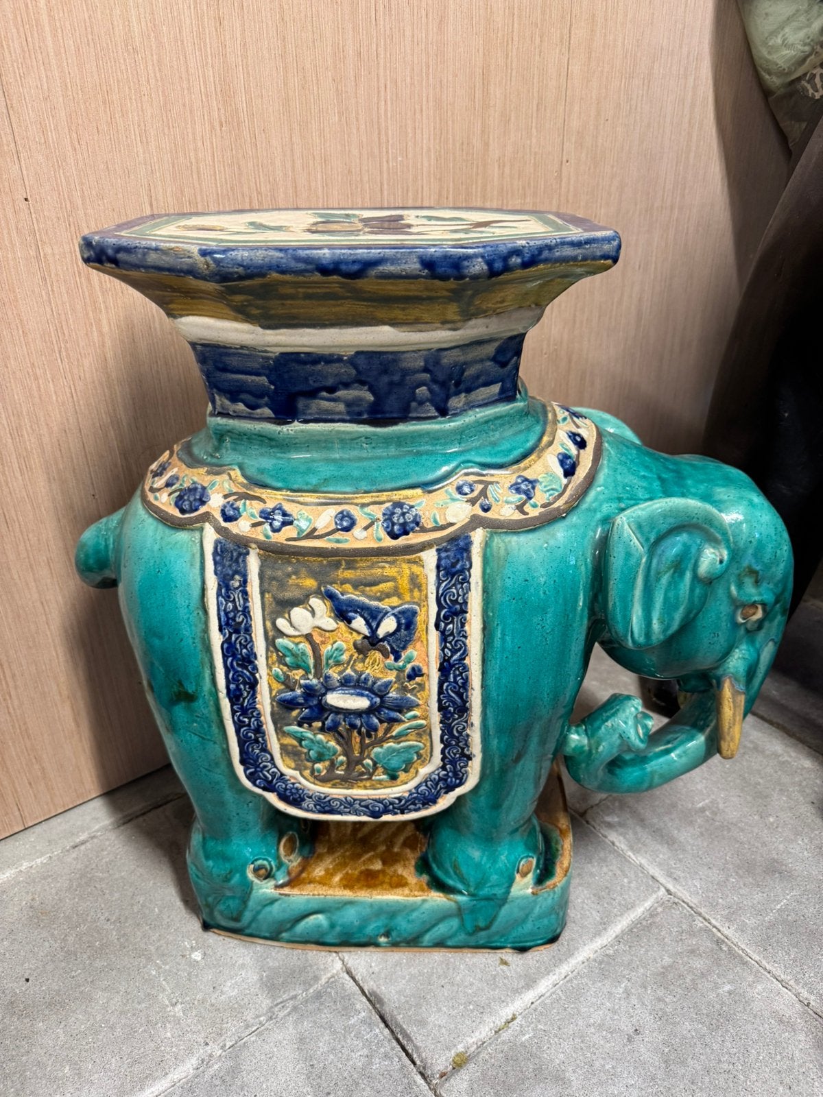 Vintage Chinese Keramiek Olifantenkruk - XL 60 cm Turquoise, Ophalen, Nieuw