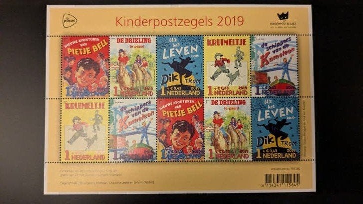 NVPH kinderzegels 2019, compleet vel postfris., Postzegels en Munten, Postzegels | Nederland, Ophalen of Verzenden, Na 1940, Postfris
