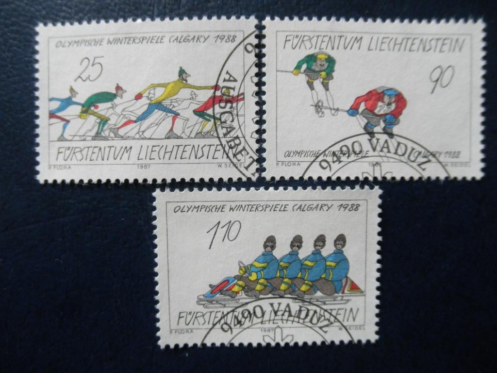 Postzegels Liechtenstein 1987 Olympische Spelen - cw. € 3,80, Ophalen of Verzenden, Overige landen, Gestempeld