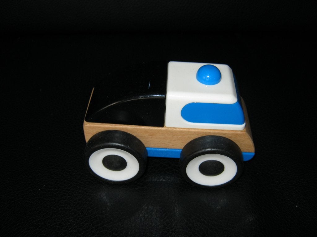 houten auto blauw 2,=, Ophalen of Verzenden, Zo goed als nieuw