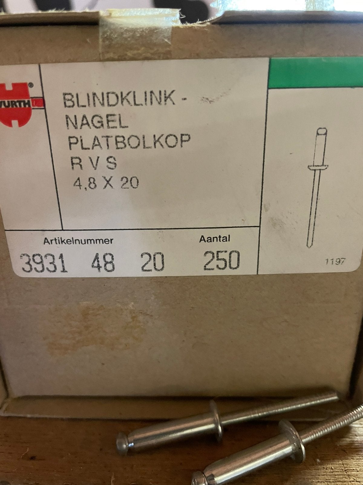 popnagels blindklinknagel rvs 4,8x20 meer maten, Ophalen of Verzenden, Zo goed als nieuw, Rvs