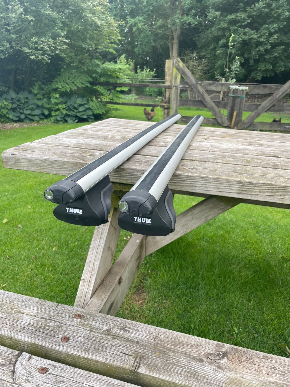 Thule dakdragers 120 cm - Thule AeroBar System + Fit Kit 125, Auto diversen, Dakdragers, Ophalen, Gebruikt