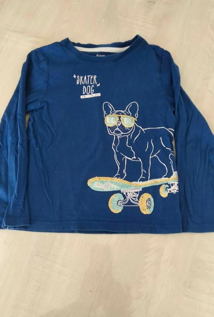 blauwe longsleeve Kiabi maat 110 - 116, Kiabi, Ophalen of Verzenden, Zo goed als nieuw, Shirt of Longsleeve