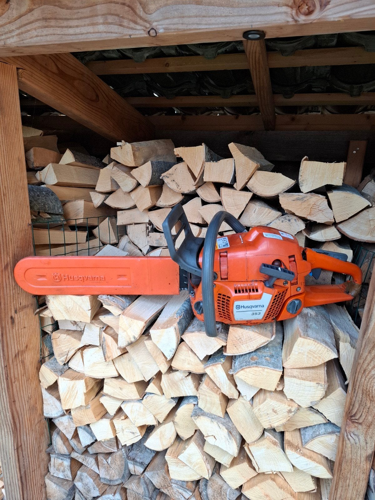 husqvarna 353 kettingzaag met nieuw zaagblad, Minder dan 3 m³, Ophalen of Verzenden