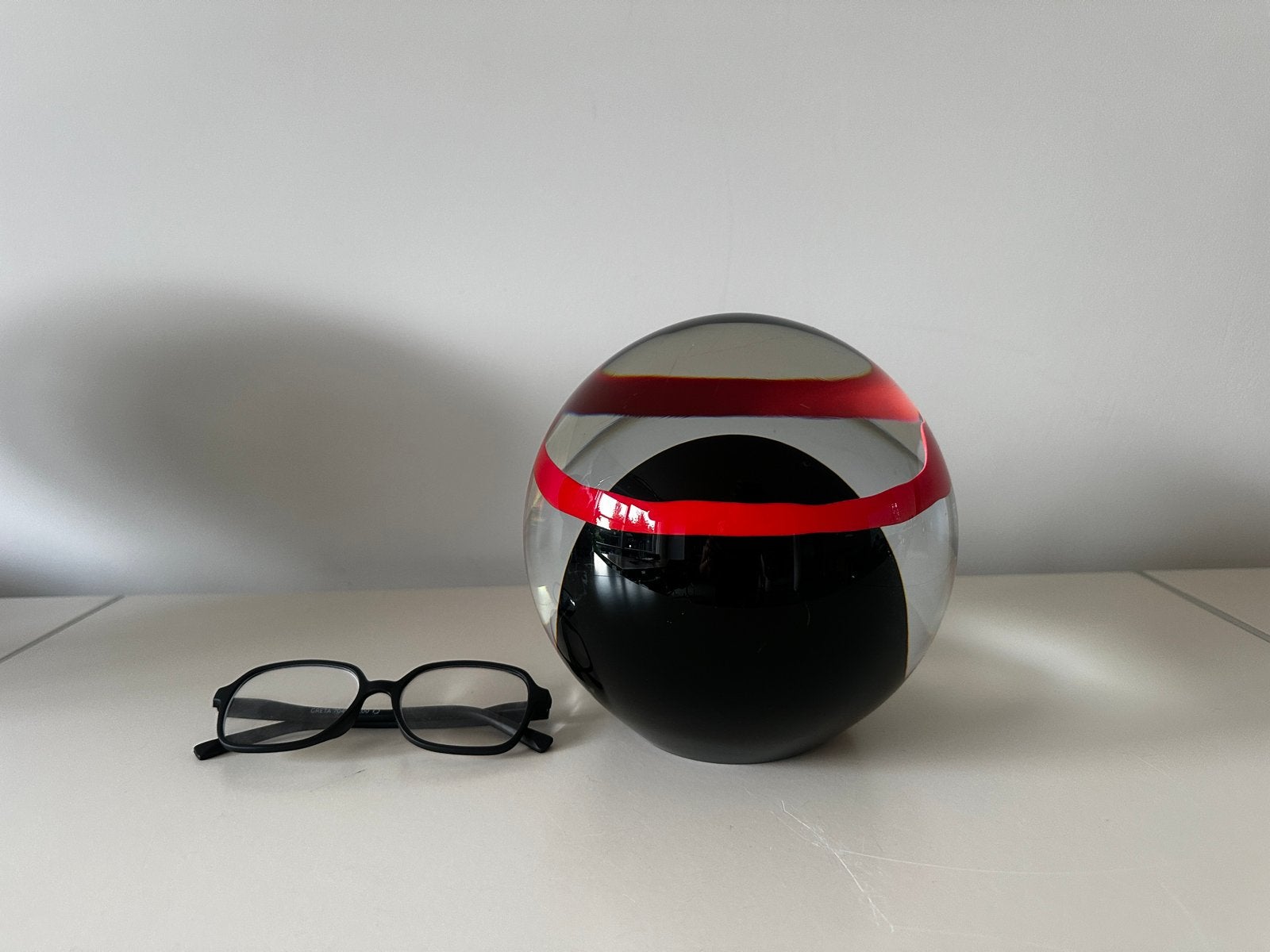 Ozzaro glasobject 6 kilo, gesigneerd en gedateerd, Object, Rood, 22 cm, Handgemaakt