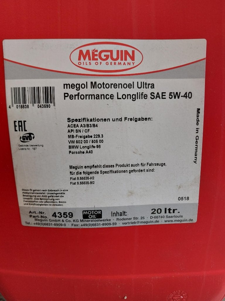 motorolie 5W40, Ophalen