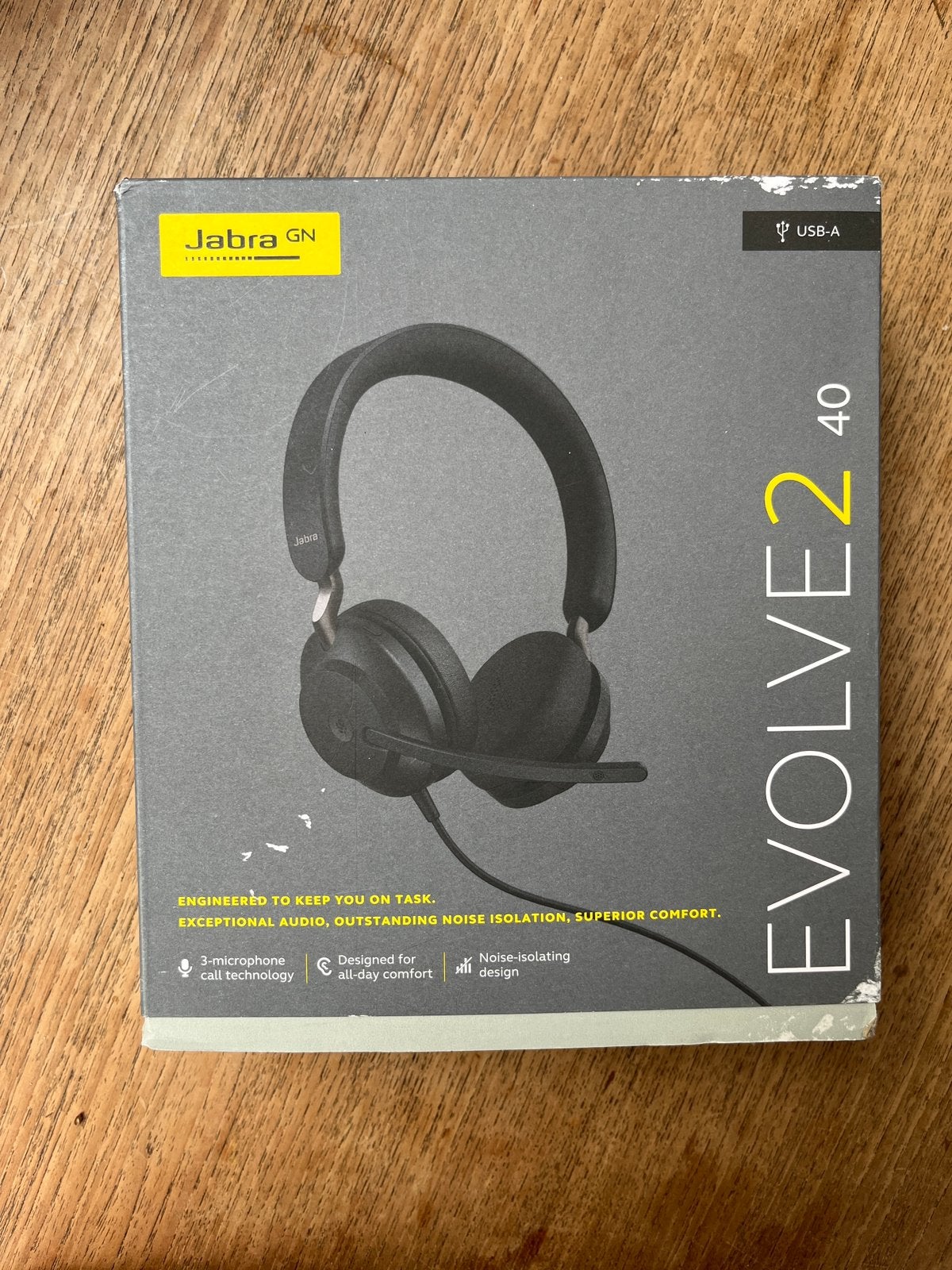 Jabra Evolve2 40 usb-a headset - Nieuw in doos, Computers en Software, Headsets, Ophalen, Nieuw, Bedraad, On-ear