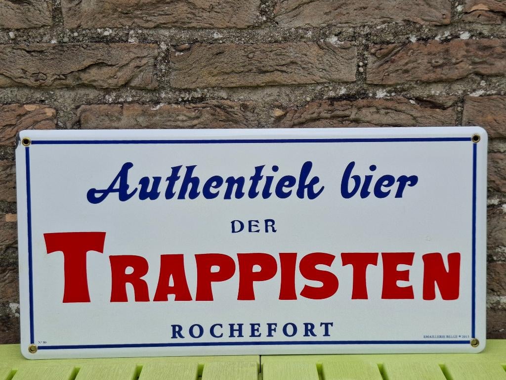 Emaillebord Rochefort Trappisten (Emaillerie Belge), Ophalen of Verzenden, Zo goed als nieuw, Reclamebord, Plaat of Schild, Overige merken