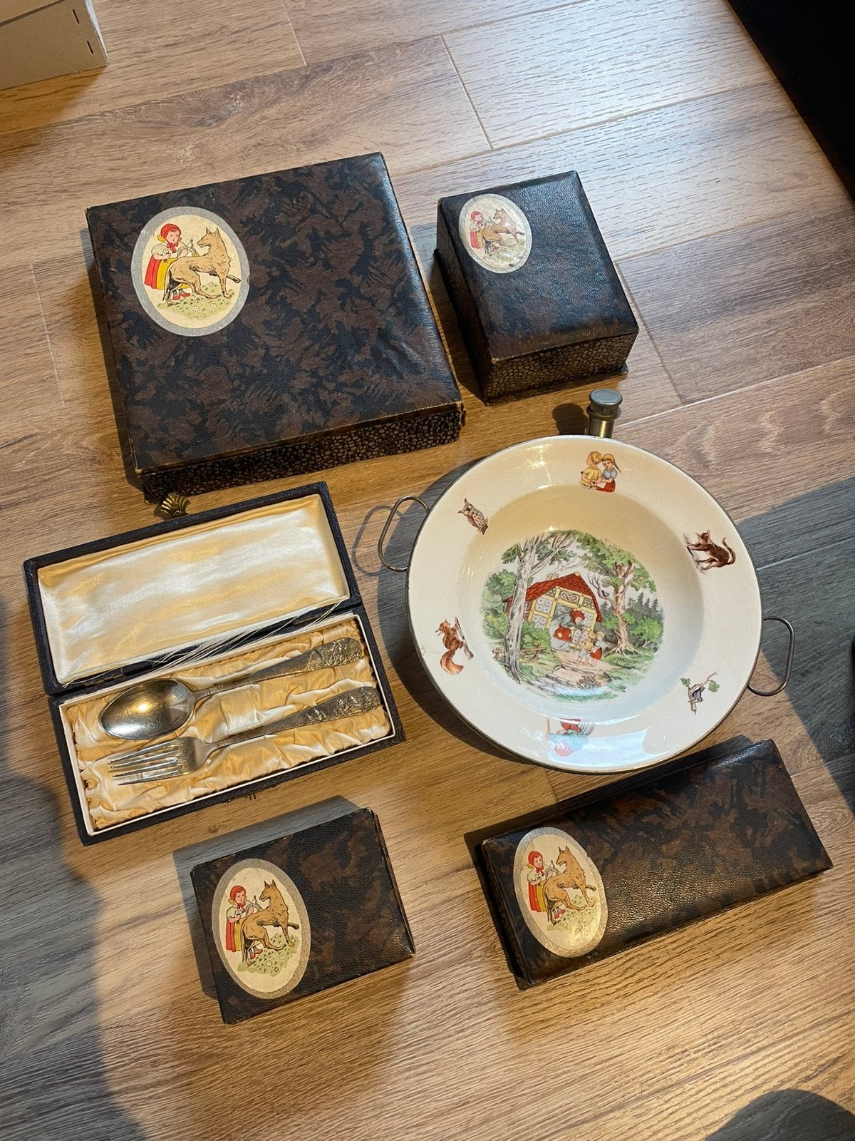 Kinder bestek set 1939 Roodkapje sprookjes Gebr Grimm gero, Ophalen of Verzenden