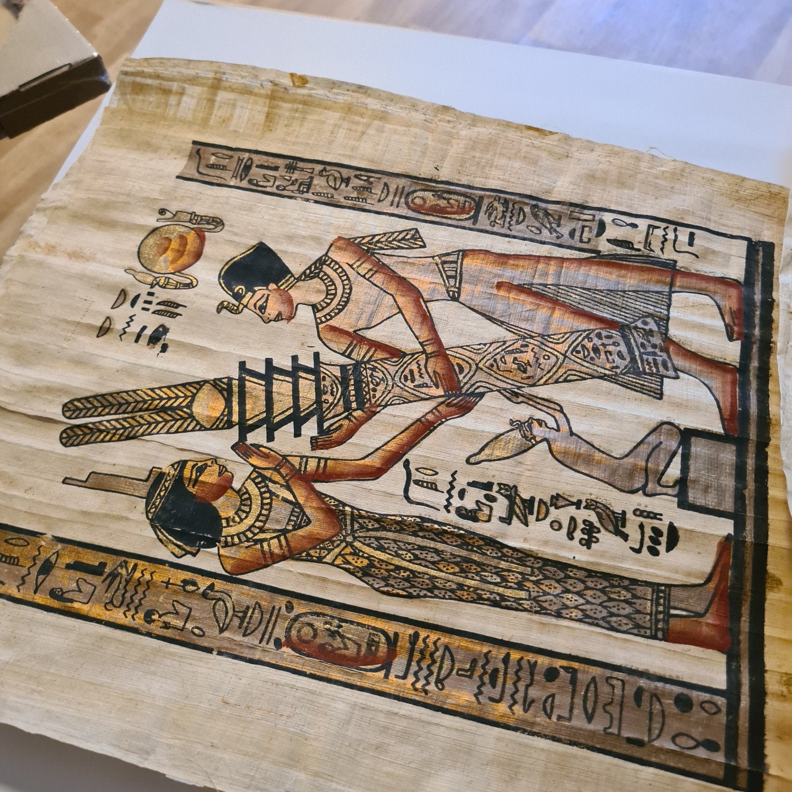 Egyptische Papyrus – Set van 4 handbeschilderde, Ophalen of Verzenden