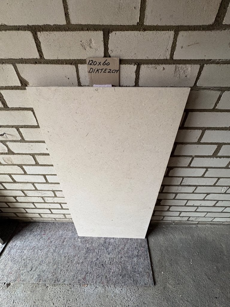 Wastafelblad van marmer afm:120x60x2cm kleur crème/beige, Ophalen, 100 tot 150 cm, Nieuw, Minder dan 100 cm