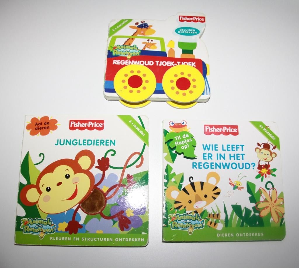 Fisher Price boekjes boek Jungle - Trein - Regenwoud, Boeken, Ophalen of Verzenden, Uitklap-, Voel- of Ontdekboek