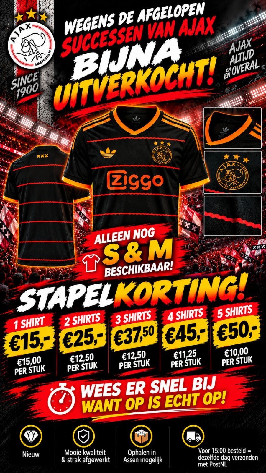 Ajax Uitshirt 2026/2027 – Laatste S & M – Stapelkorting, Ophalen of Verzenden, Nieuw, Shirt