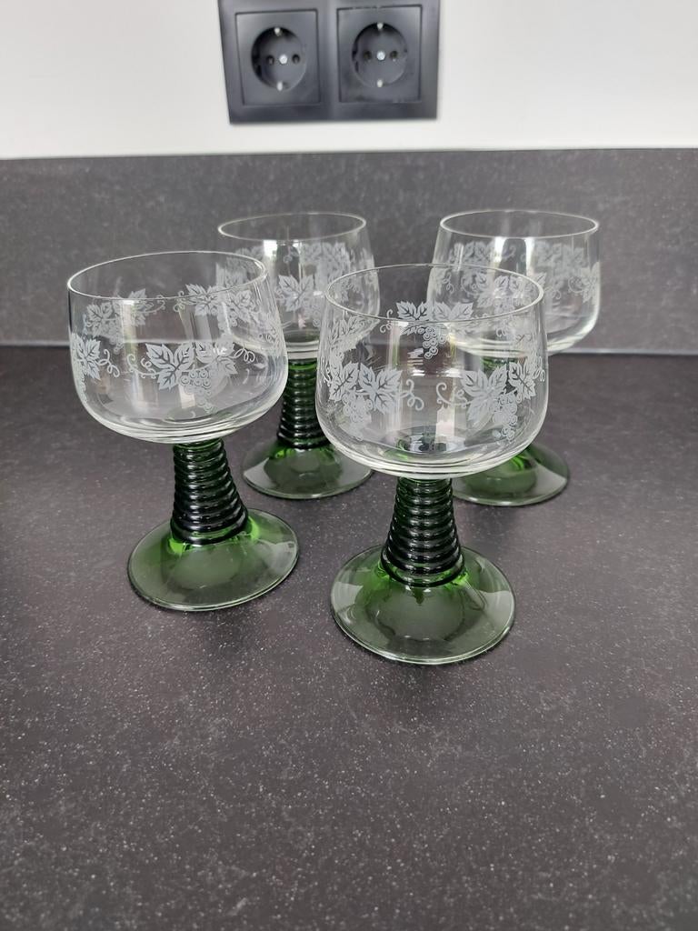 Set van 4 vintage Moezel-/Roemer-glazen, Ophalen of Verzenden, Zo goed als nieuw, Overige typen