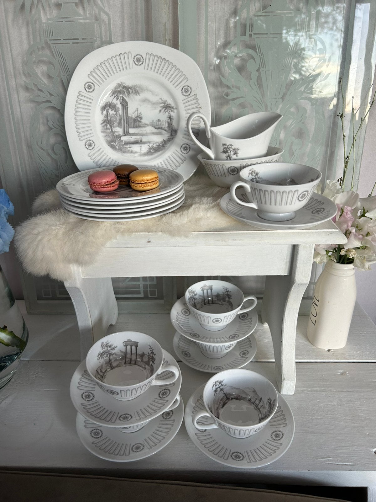 Olympus Tuscan plant 6 pers koffie thee taart set antiek, Ophalen