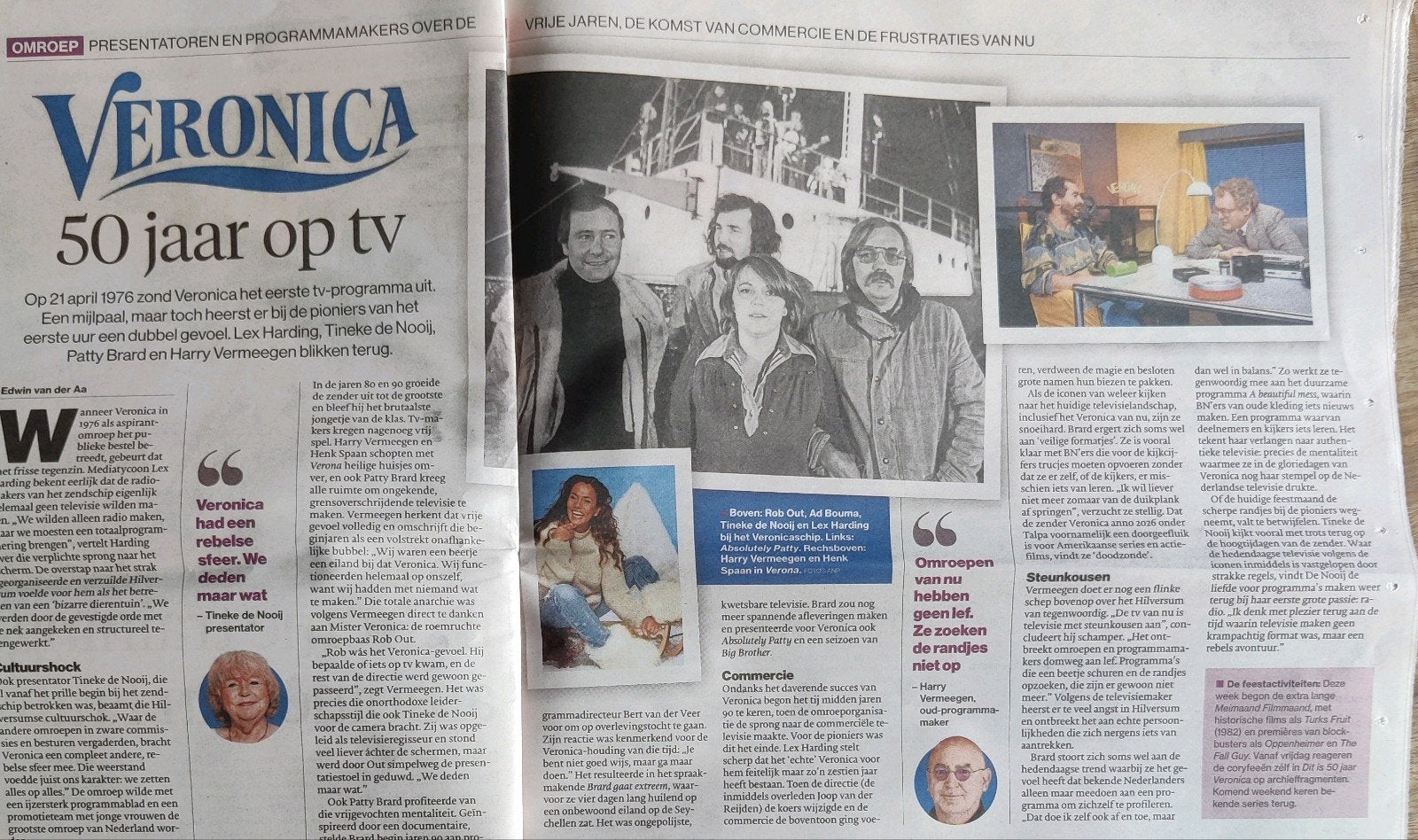 Veronica 50 jaar op TV met oa Patty Brard krantenartikel, Ophalen of Verzenden, 1980 tot heden, Nederland, Knipsel(s)