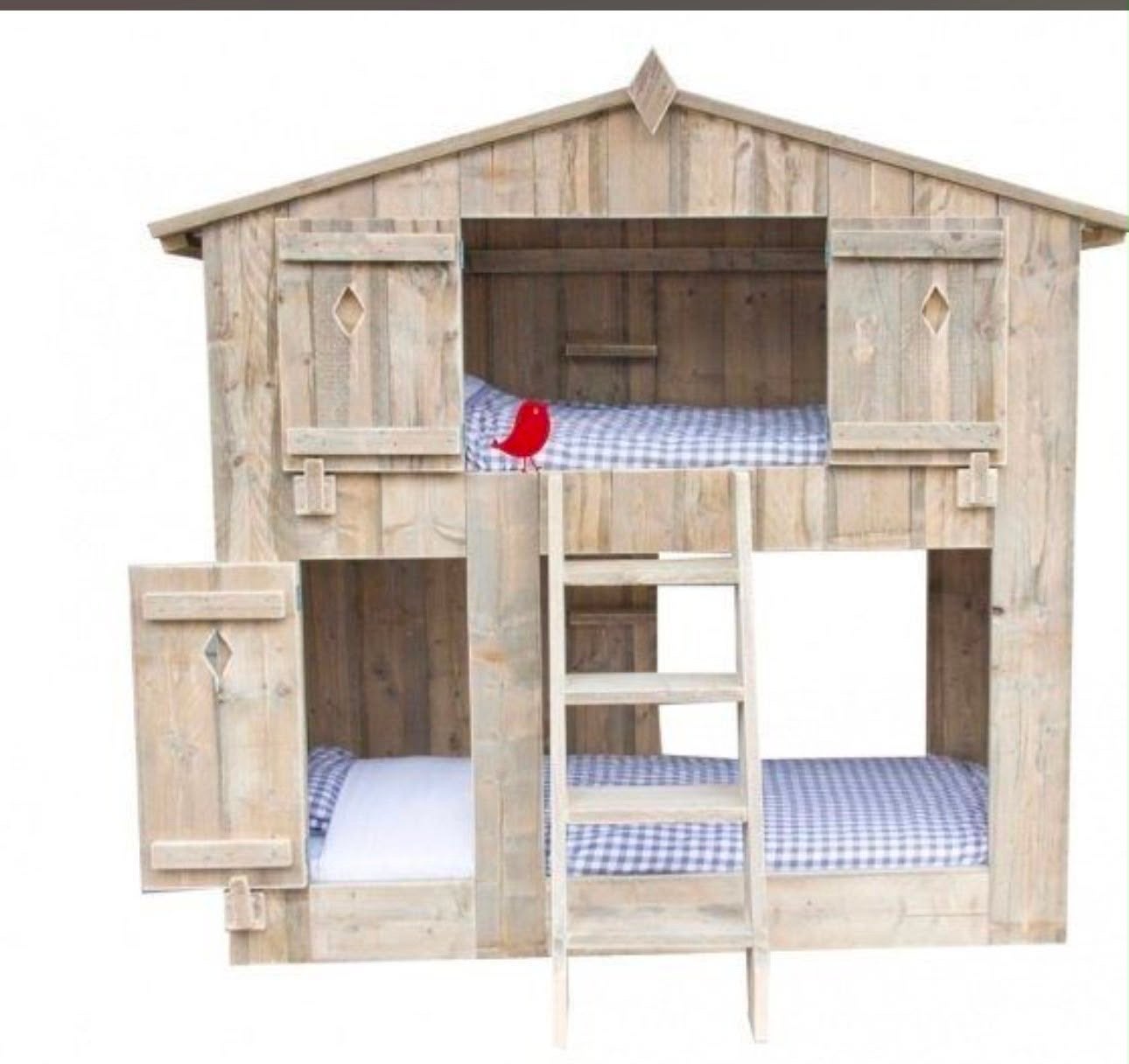 Steigerhouten boomhut bed - reeds gedemonteerd, Kinderen en Baby's, Ophalen, 85 tot 100 cm, Gebruikt, Hoogslaper of Stapelbed