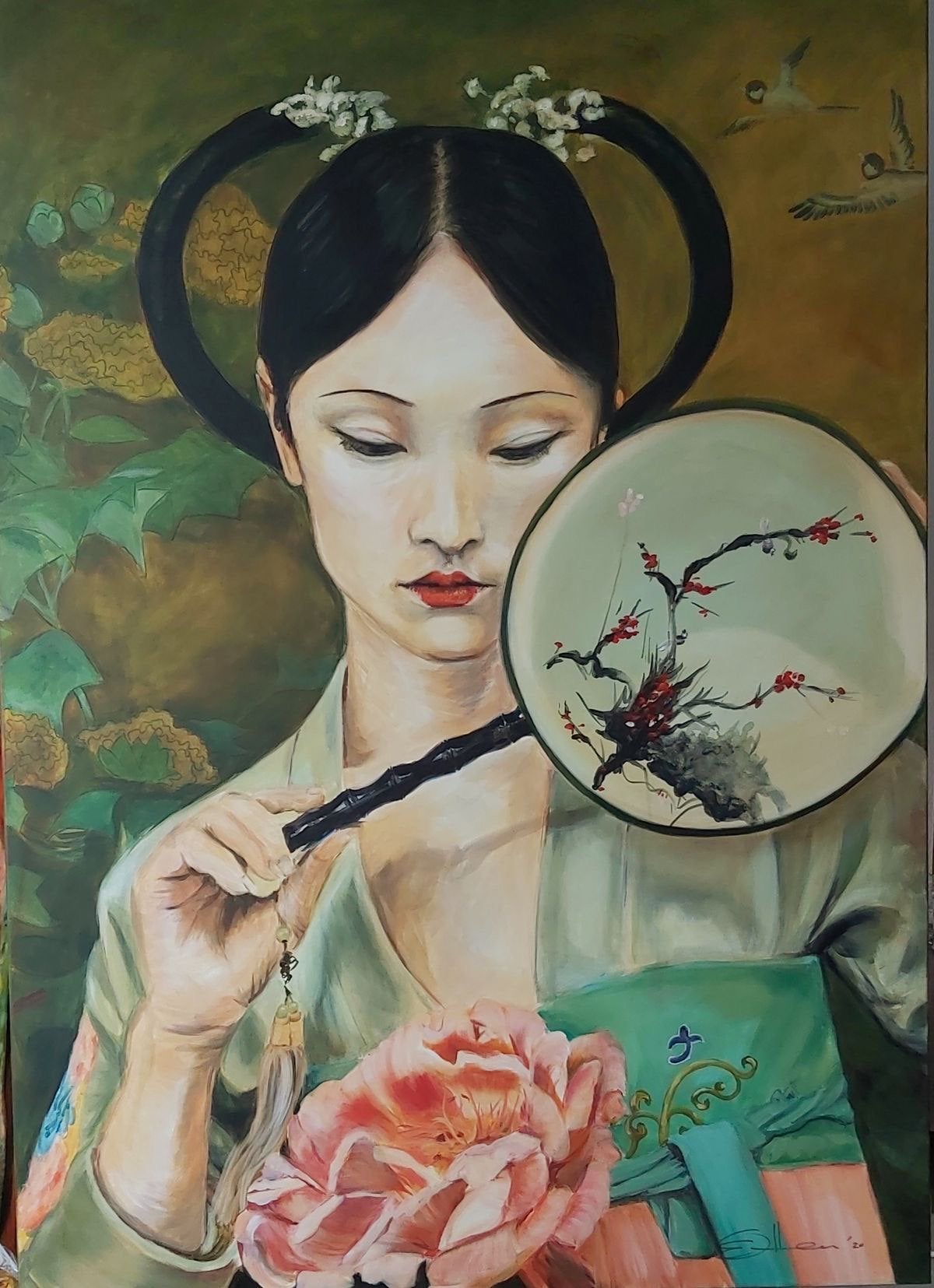 Geisha Aziatisch schilderij, Ophalen