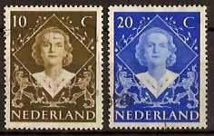 Nederland NVPH nr 506/7 gestempeld Inhuldiging 1948, Postzegels en Munten, Postzegels | Nederland, Ophalen of Verzenden, Na 1940